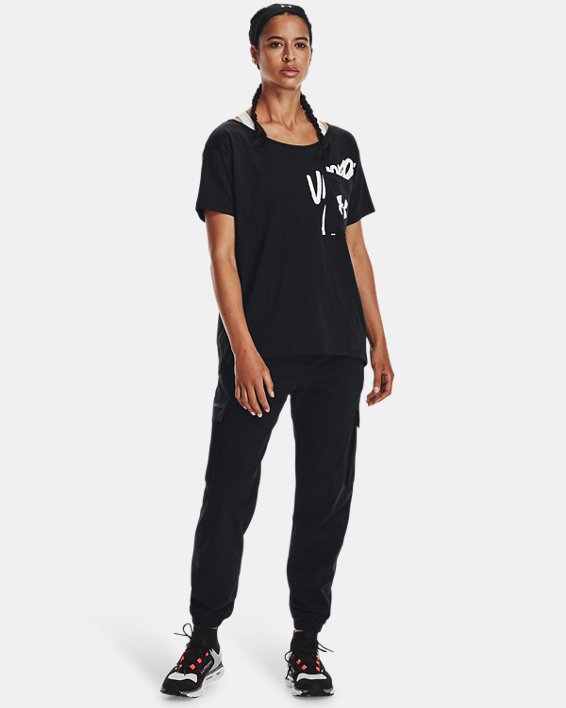 Women's UA Oversized Wordmark Graphic T-Shirt, Black, pdpMainDesktop image number 2